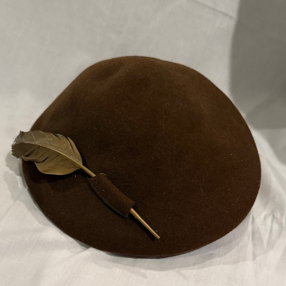 Elegant Brown Feathered Women's Hat